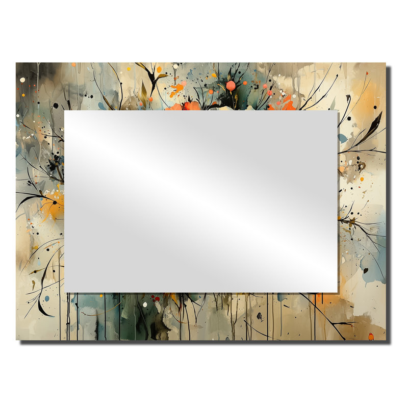 Couronne de perles Symphony I - miroir décoratif floral imprimé sur métal, 24 po x 32 po