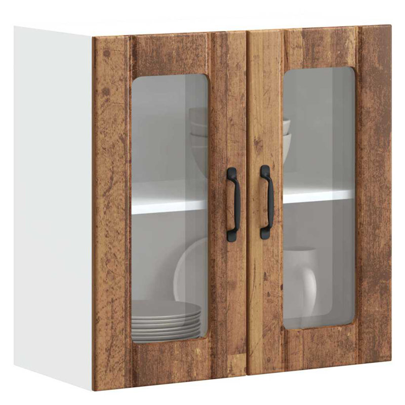 Armoire murale avec porte en verre vidaXL, H 23,62 po x l 23,62 po x P 12,20 po, Vieux bois