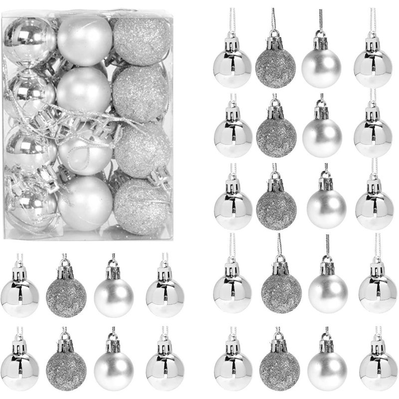 3cm Polyvinyl Chloride (PVC) Bauble, Silver