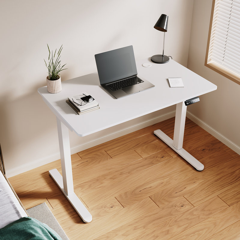 120*60*1.5cm, Electric Lift Desk Frame with Three Memory Functions , White, White