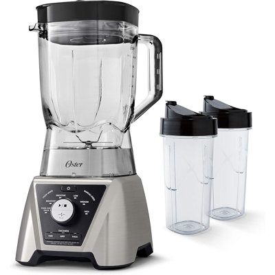 Mélangeur Oster Pro de 1200 watts avec réglages de sélection de texture, pot Tritan de 8 tasses et 2 tasses Blend-n-go, lames à double sens, modes Smoothie, Shake et Salsa préprogrammés