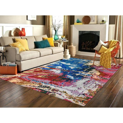 Tapis oriental bleu en laine noué à la main 9 pi 4 po x 12 pi 3 po 726A6D3318C6465685285B4E5FF9990D