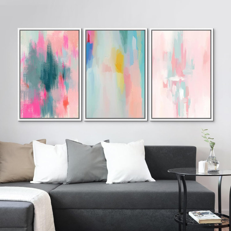 Coloré 3 pièces, H 36 po x l 24 po x P 1,5 po, Blanc