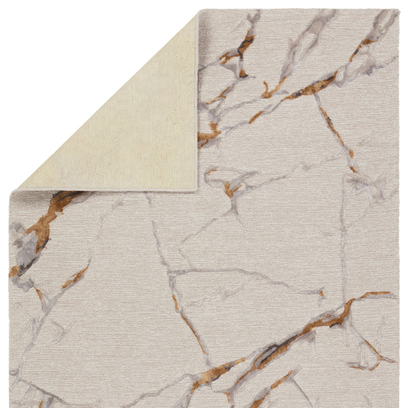 Tapis crème / gris / or touffeté à la main Aekerly, Rectangle 12 pi x 15 pi
