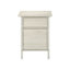Table d'appoint transitionnelle pour petits salons, en stratifié chêne blanchi, avec placard intégré et rangement pratique, montage facile.