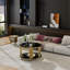 Table basse moderne à miroir avec base cylindrique circulaire en métal, table de salon-647050318