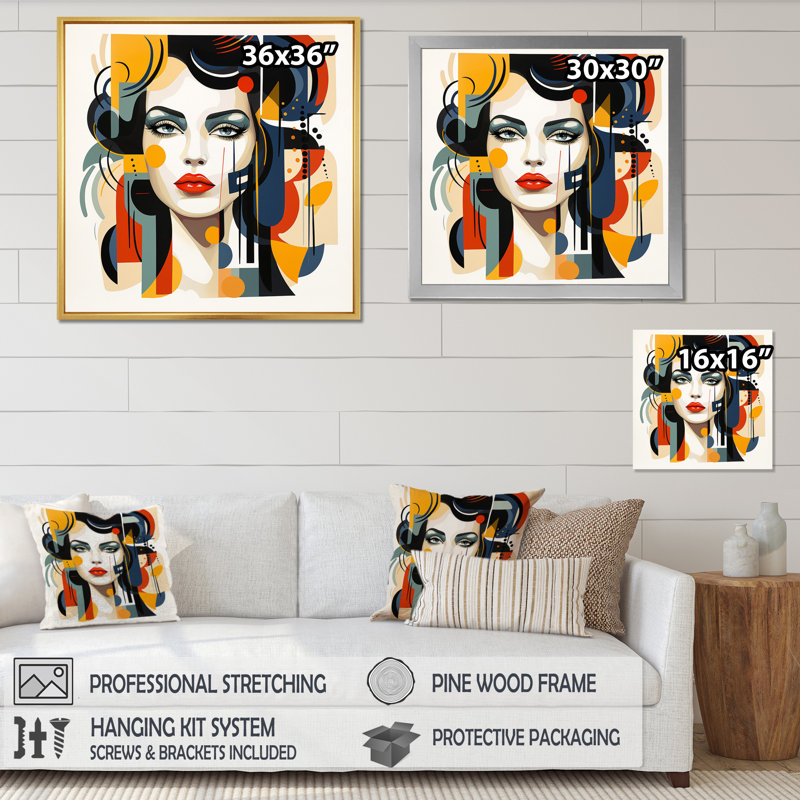 Art Decor, portrait de femme I sur toile, H 24 po x l 24 po x P 1 po, Cadre flottant noir