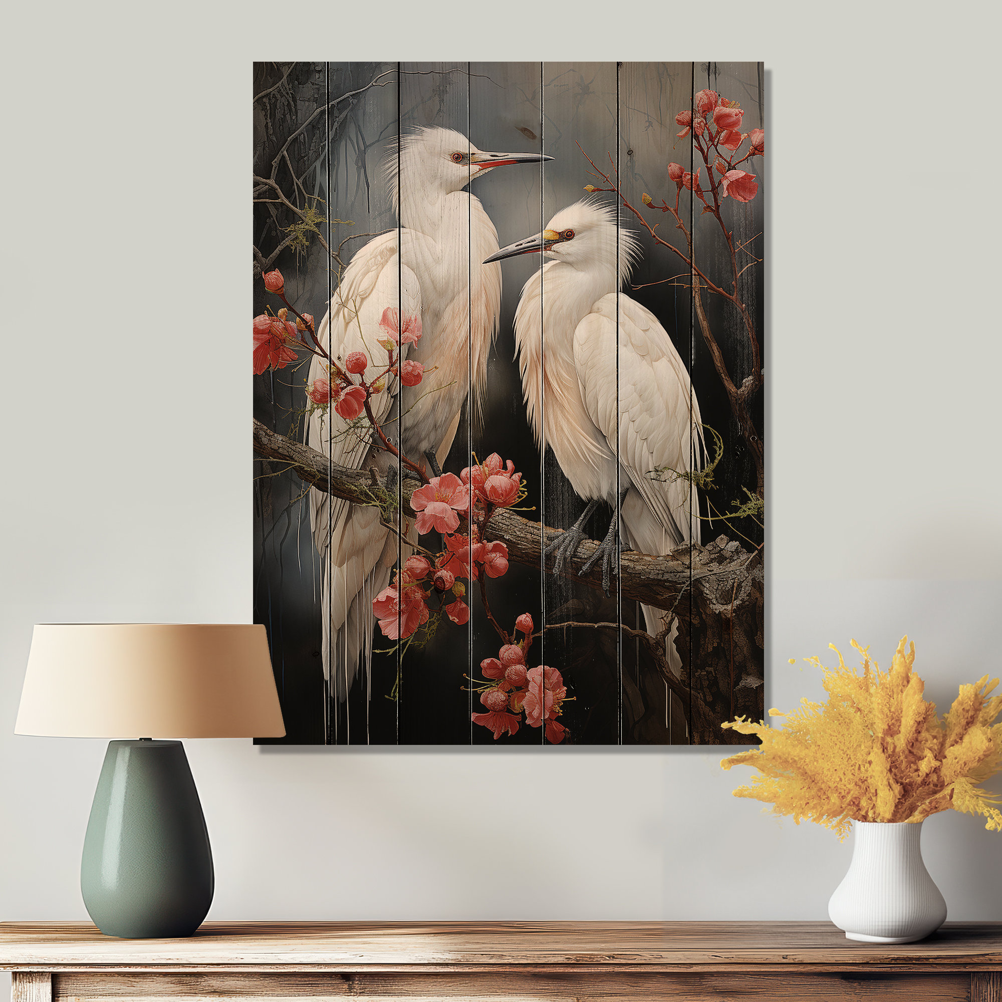Red Barrel Studio® Japon Art Harmony Of Crane I On Wood Print | Wayfair