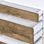 3 tables rectangulaires en chêne blanc et patiné pour le couloir avec 3 tiroirs