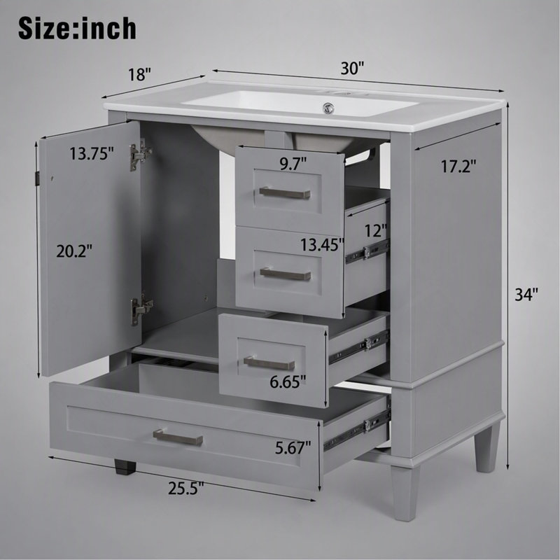 18.3'' Bathroom Vanity Base Only