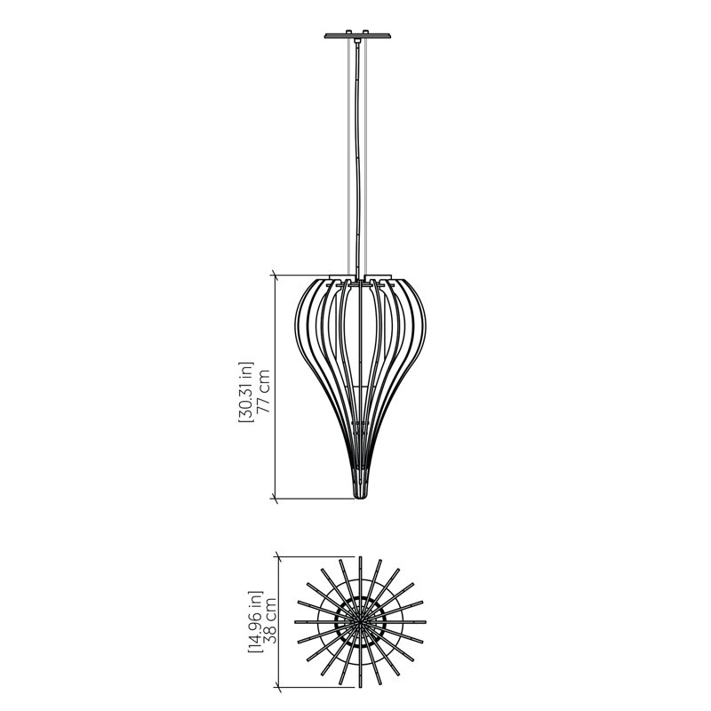 Luminaire suspendu unique à 1 lumière Cache, Sable, H 30,31 po x l 14,96 po x P 14,96 po