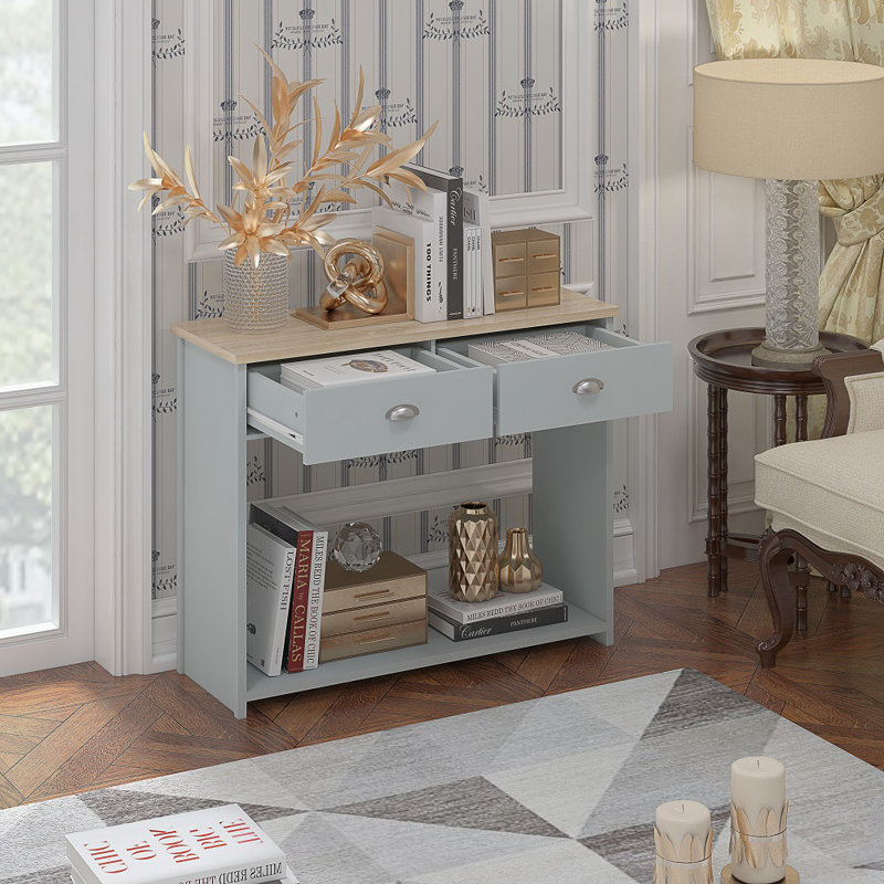 Zack 97Cm Farmhouse 2 Drawer Hallway Console Table