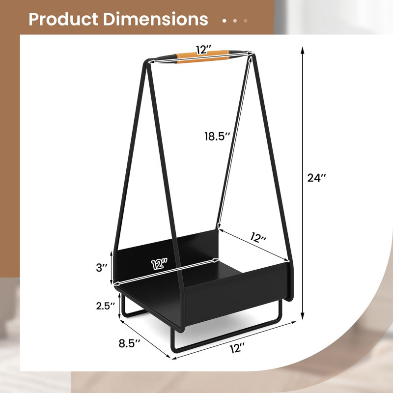 Support de rangement pour bûches de chauffage, porte-bûches robuste en métal avec tablette