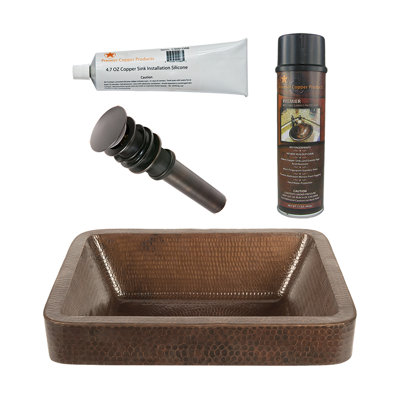 Premier Copper Products BSP5_VREC17SKDB-P Bathroom Sink And Drain Package