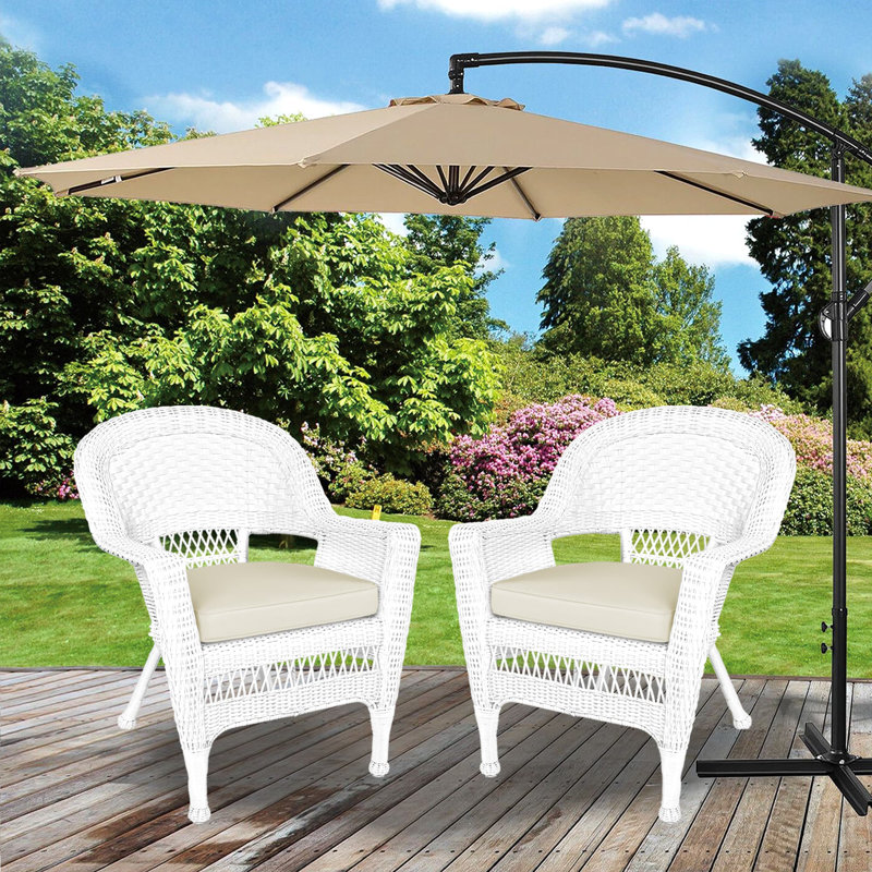 Chaise de patio avec coussins Burrowes, Blanc, Ivoire