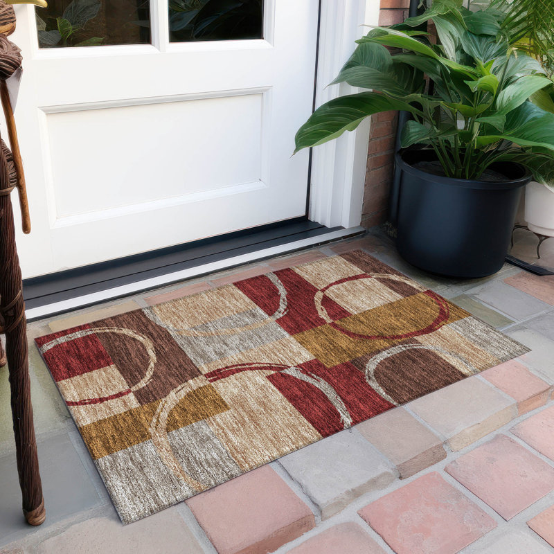 Tapis rectangulaire Aleh avec envers antidérapant, Rectangle 1'8" x 2'6"