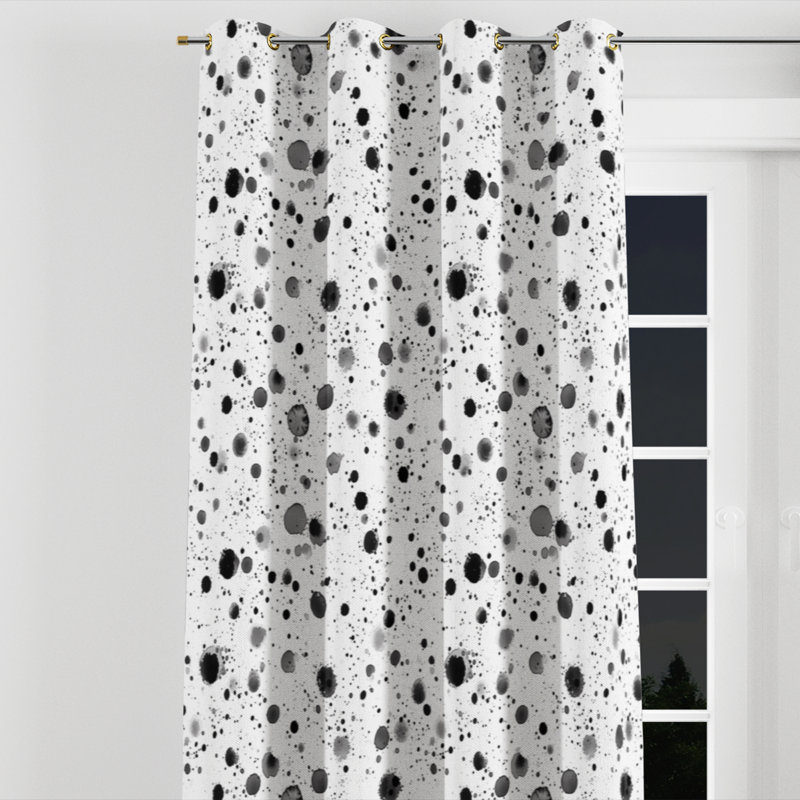 Panneaux de rideaux Modern - Rideau à œillets abstrait noir et blanc - 1 panneau, L 52 po x L 95 po, Œillets dorés
