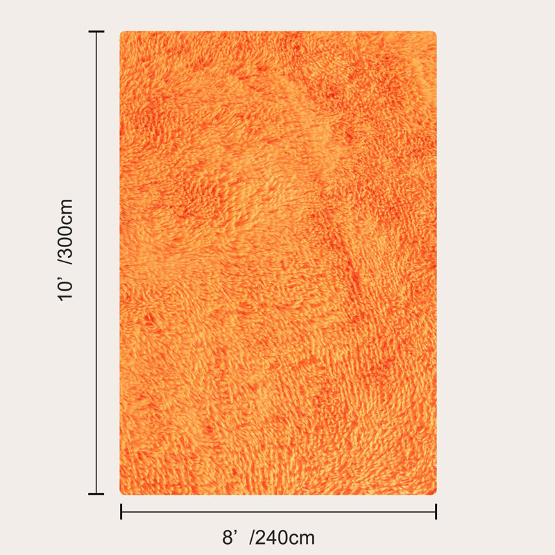 8x10 ft Shag Rugs for Living Room, Soft Orange Area Rug, Non-Slip Carpet for Bedroom Nursery Kids Play Room Dorm Office
