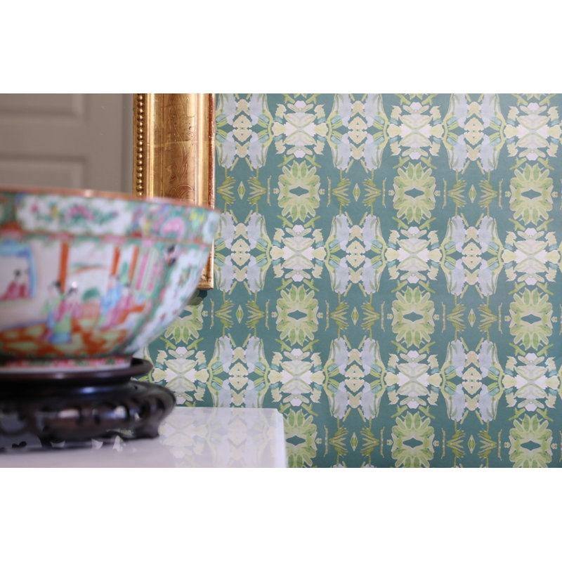 Wildflowers I Medium Repeat Wallpaper, Cellulose/Polyester, Dark Green