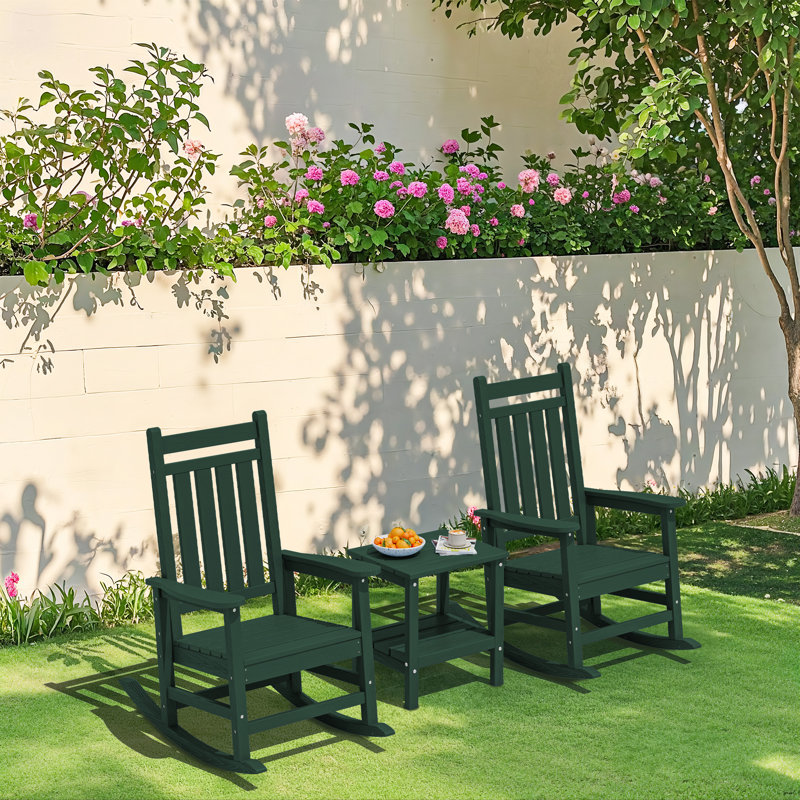 Headrick HDPE Rocking Adirondack Chair(Set Of 2), Dark Green