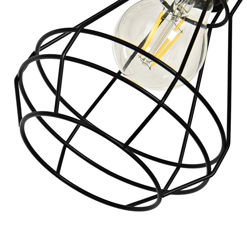 Asiel 65'' Dimmable Black Industrial Tree Floor Lamp with 3 Bulbs Included