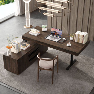 Adjustable Height L-Shaped Iron Computer Desk