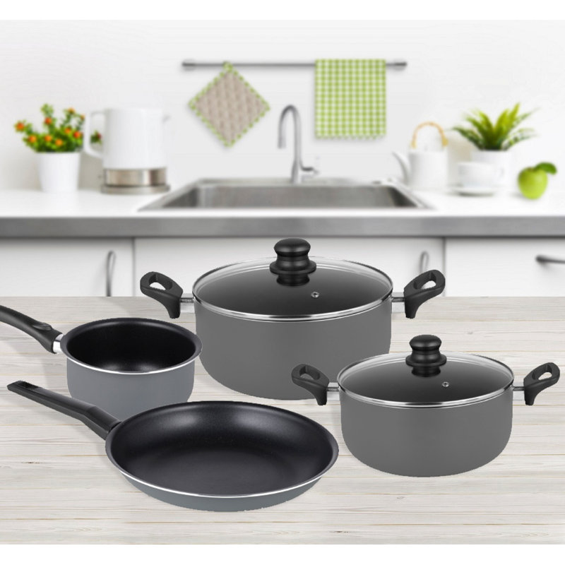 Mitchelton 6 - Piece Non-Stick Aluminum Cookware Set, Grey/Black