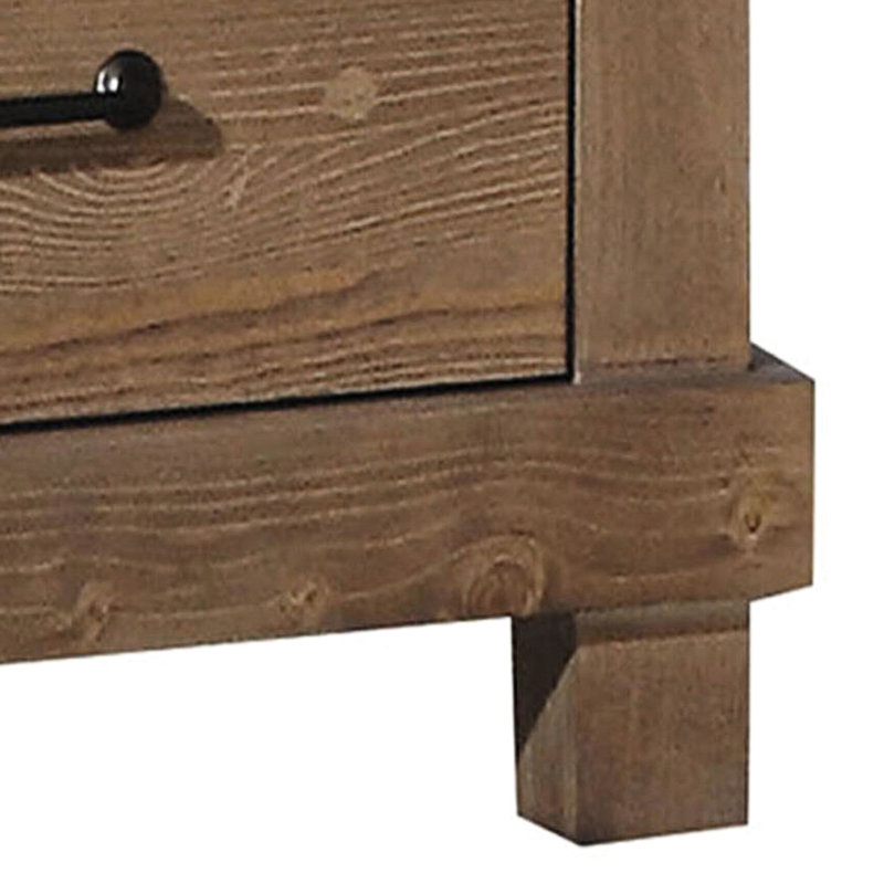 Table de chevet en chêne antique pour la chambre à coucher - Design avec rangement efficace, style rustique sophistiqué