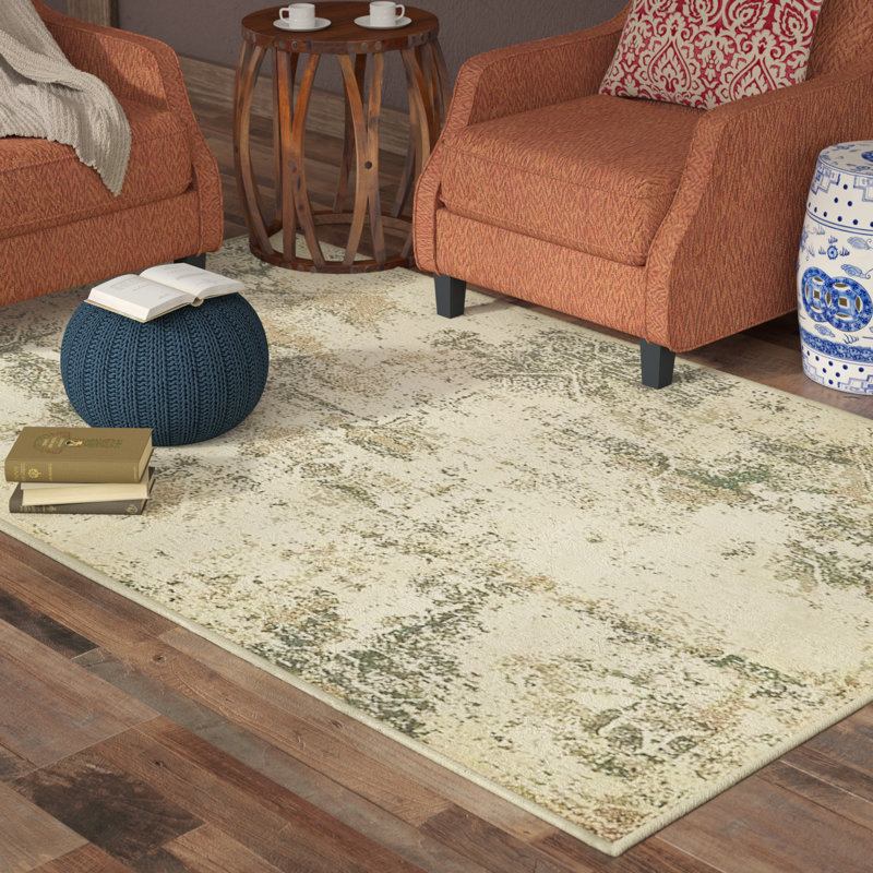 Tapis abstrait beige Abrianne, Rectangle 4 pi 1 po x 6 pi 1 po