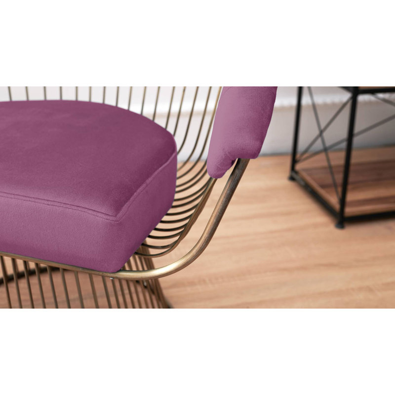 Fauteuil demi-tonneau en velours 37,01 po Amado, Mauve