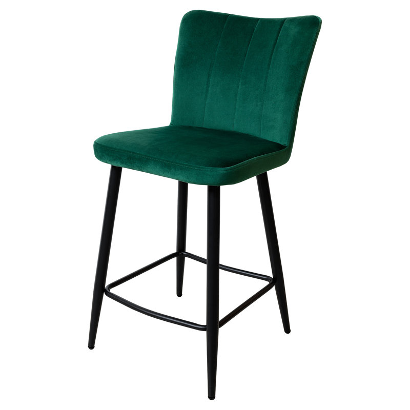 Farmersville Upholstered Counter Stool with Metal Frame, Green