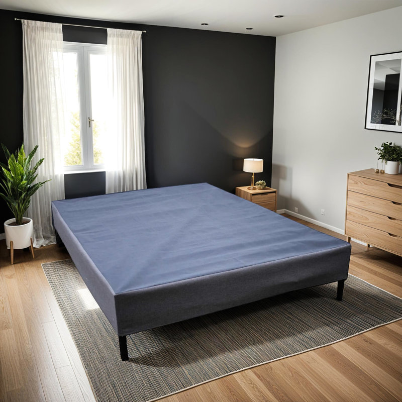 Sommier simple noir et gris avec sommier tapissier robuste, peut être utilisé avec ou sans pieds, installation simple et rapide, s'adapte à toutes les tailles standard, capacité de poids de 1000 lb, 15 po