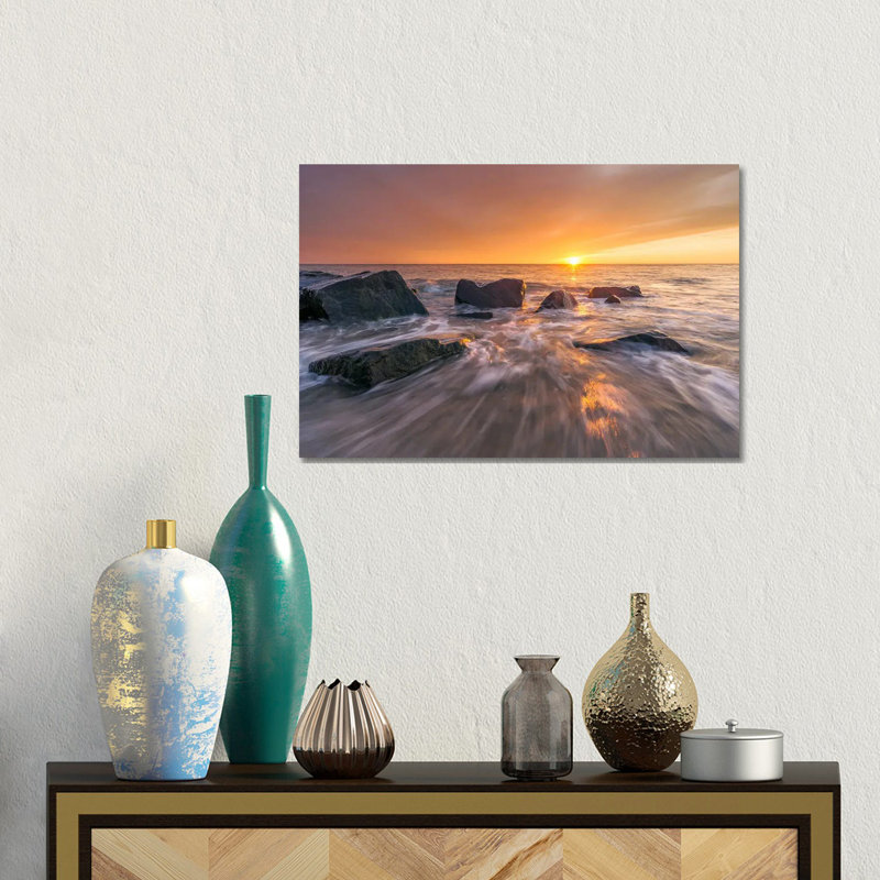 Sunset At The Coast In Denmark 1 Piece Wall Art on Canvas, 30.48 cm H x 45.72 cm W, Wrapped Canvas