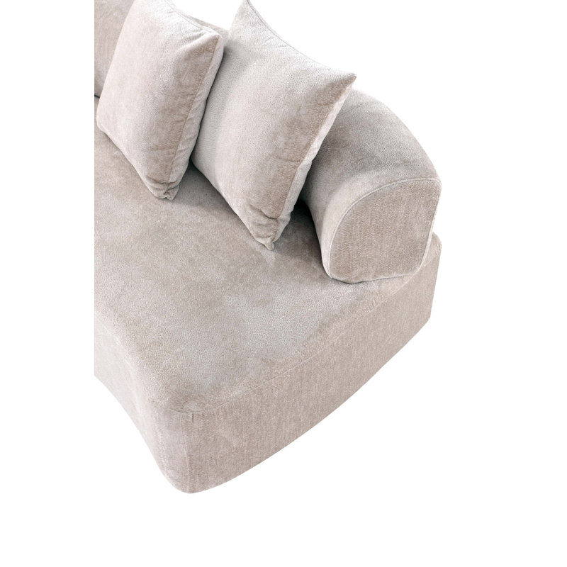 Canapé en chenille beige de 112 po Verandah, H 29,5 po x l 112,2 po x P 44,5 po, Beige
