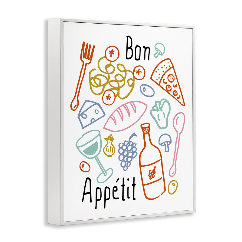 Bon appétit, croquis colorés, estampe numérique, design par Heather Dutton, H 14 po x l 11 po