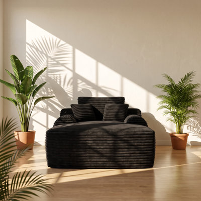 YF Furniture 65" W x 47" D x 24" H Plush Fabric Boneless Convertible Chaise Lounge Chair