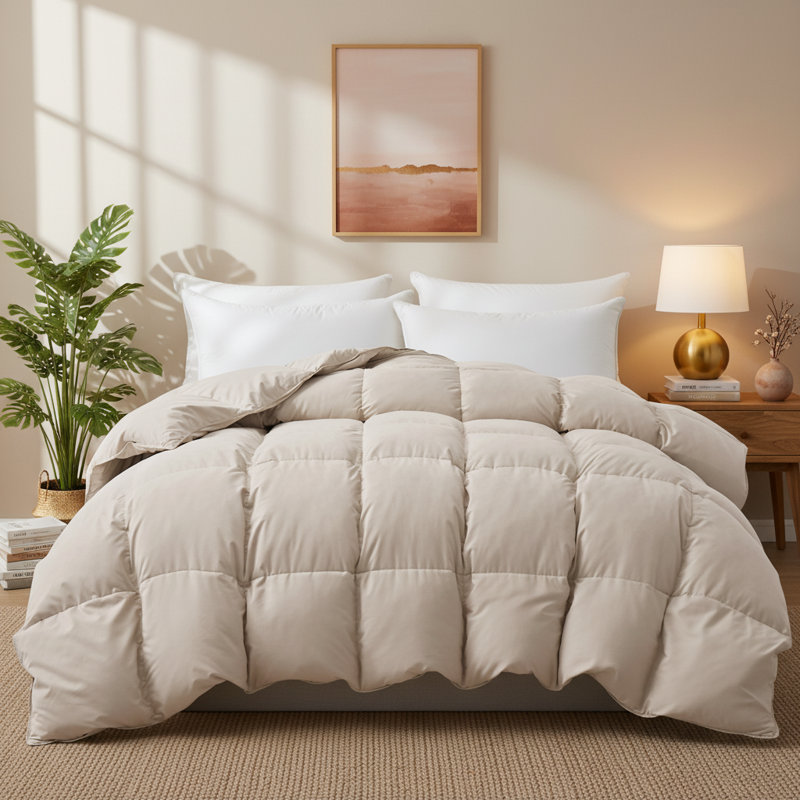 Édredon épais en duvet d'oie blanche, Simple, Kaki