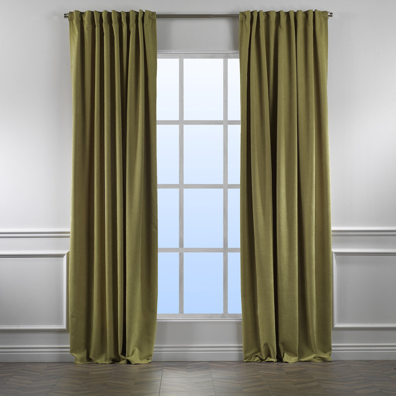 Extra Long & Extra Wide Decorative Curtain Single Panel, 140cm Width x 145cm Drop, Olive Green