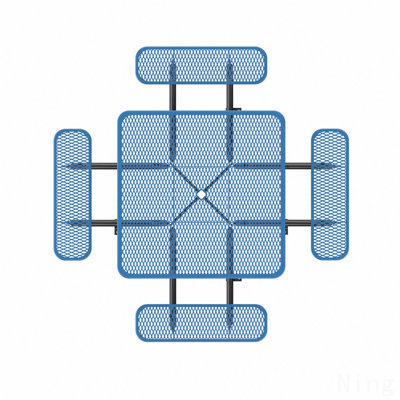 Table de pique-nique carrée bleue de 46 pouces avec trou pour parasol