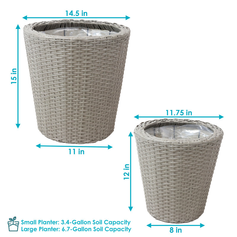 Pot à fleurs d'intérieur en polyuréthane rond avec doublure Ferrao, gris