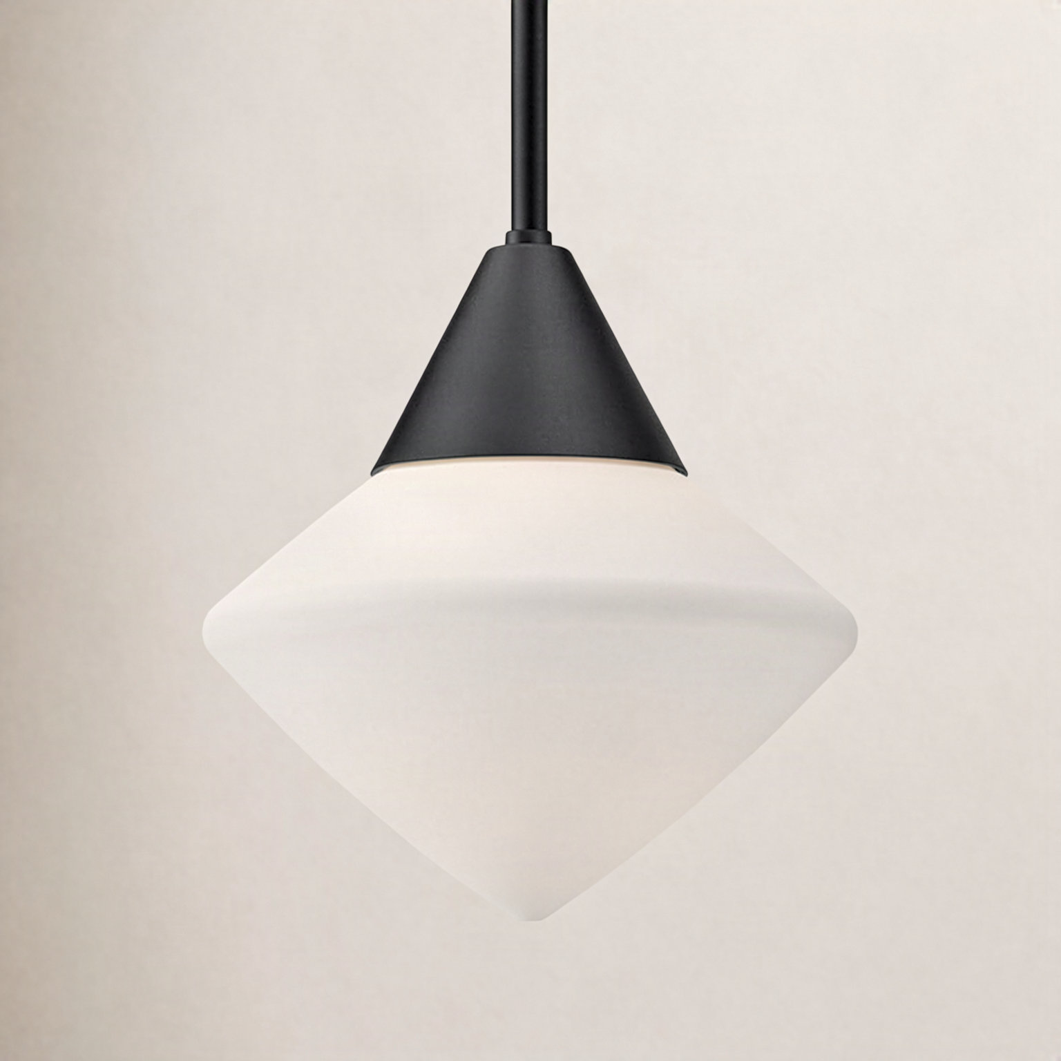 Orrin Single Light Glass Pendant, 73.13" H x 8" W x 8" D, Matte Black
