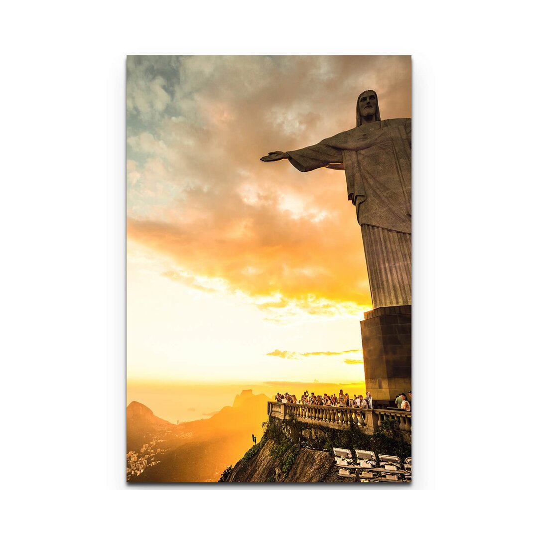 Leinwandbild Cristo Redentor im strahlenden Sonnenaufgang