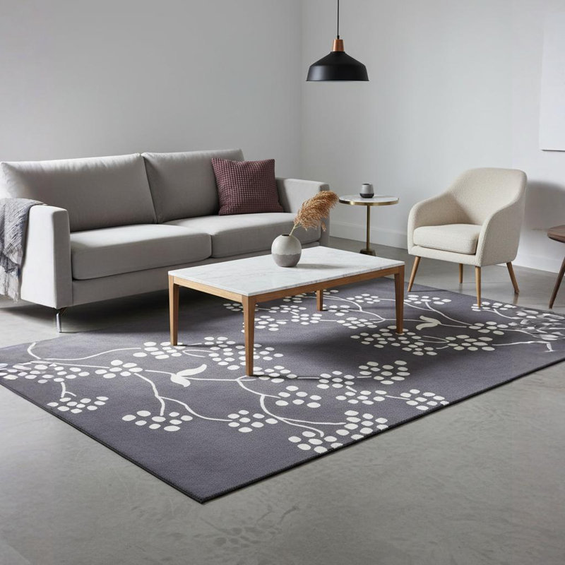 Tapis floral en laine touffeté à la main Medford