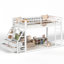 Lit superposé simple avec étagères et tiroirs de rangement, lit superposé en métal avec éclairage DEL, sans sommier, blanc-1019261298