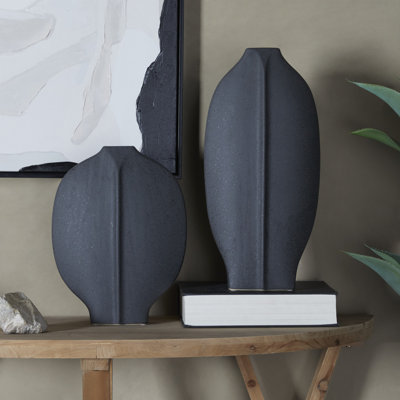 Ceramic Textured Decorative Vase Set