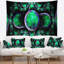 Tapisserie abstraite à motif fractal exotique vert-28497013