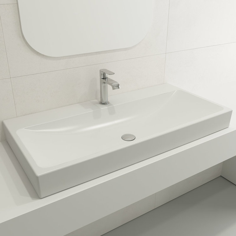 Scala Arch 39.76'' L Bathroom Sink, Matte White, Single-Hole