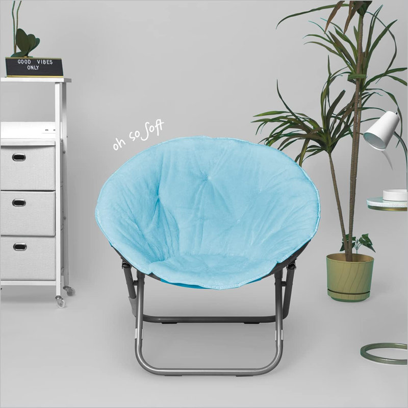 Giles Papasan Chair, Silver, Light Blue