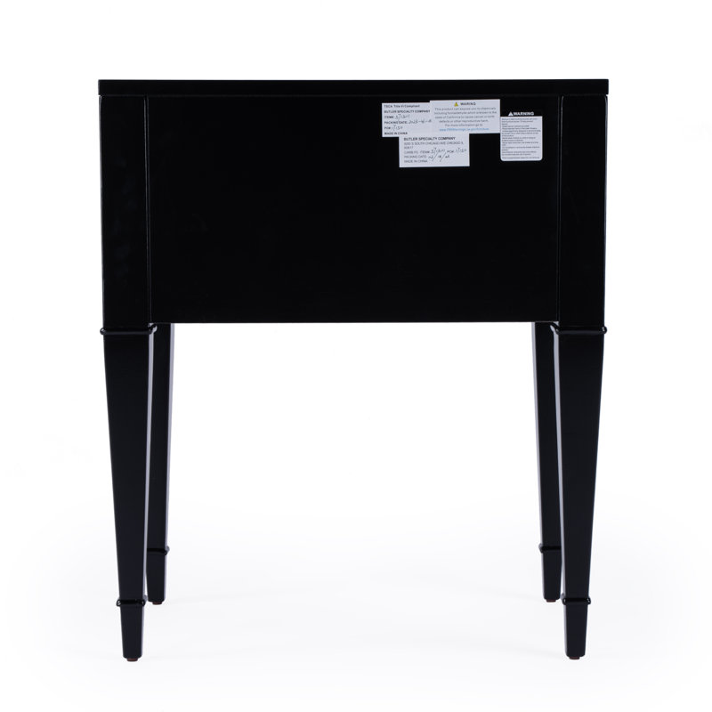 Kai Black 2 Drawer Nightstand, Black