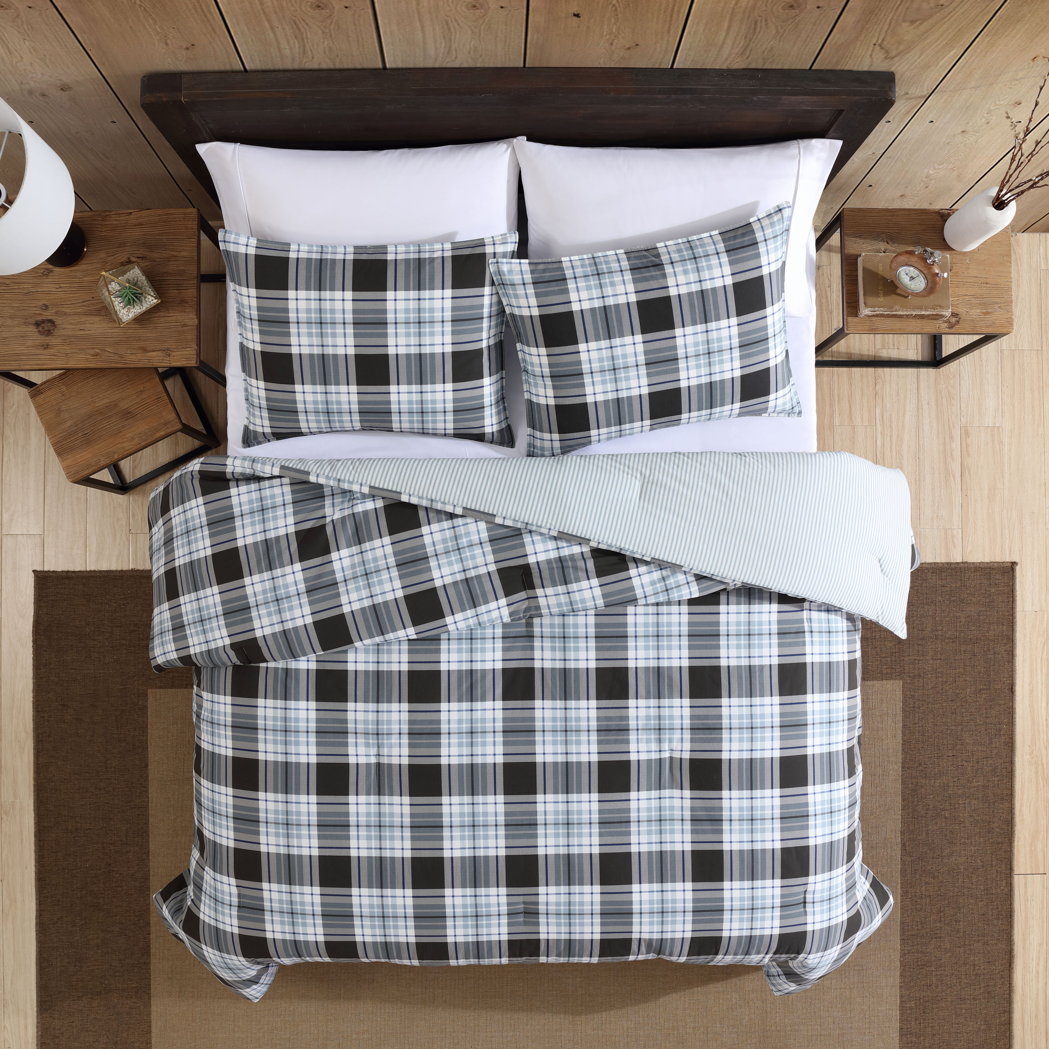 Rustic Bedding Sets: King Size Buffalo Plaid Plush Bed Set